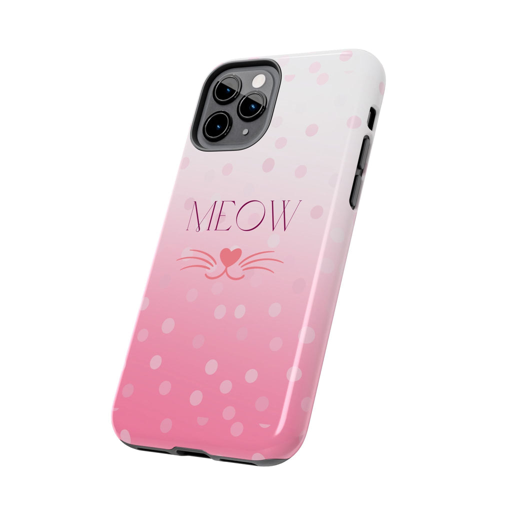 Durable iPhone & Android Protective Case - Cute Pink Cat Phone Case