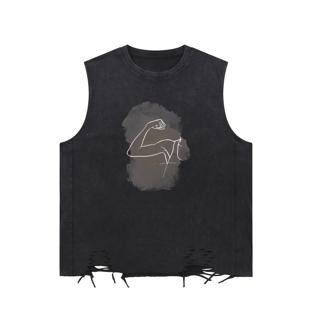 Faith Moves Muscle -Faith Based Apparel - Snow Washed Raw - Hem Tank Top