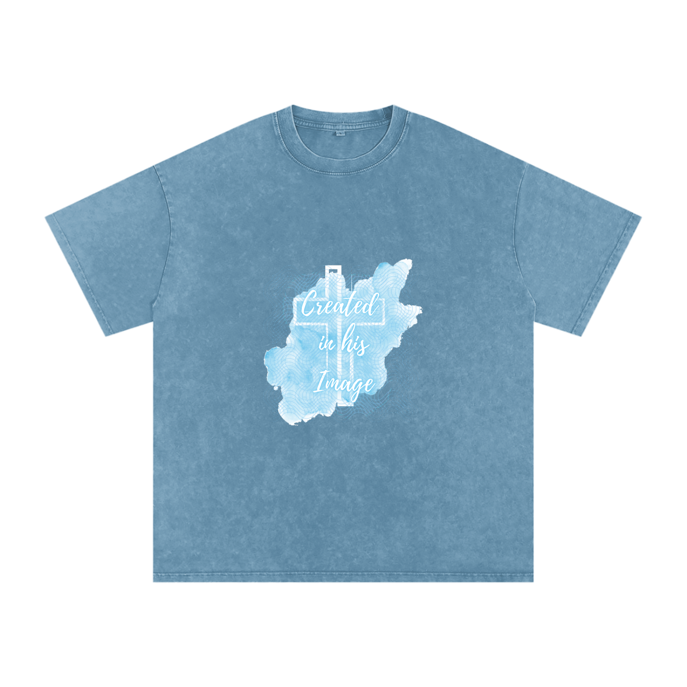 Created in His Image - Faith Based Apparel - Snow Washed Oversized Cotton T-Shirt