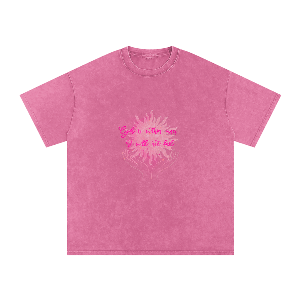 Women's Faith Based Apparel - Psalms 46:5 - Snow Washed Oversized Cotton T-Shirt
