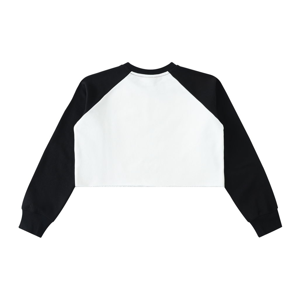 Child of God - Faith Based Apparel - Women's Raw-Hem Color-Block Raglan Crop Sweatshirt