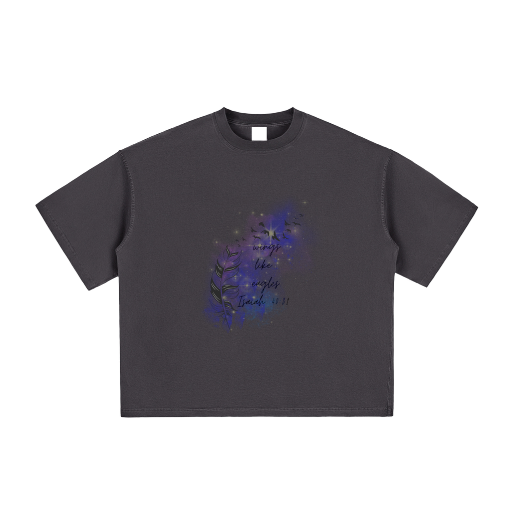 Womens' Apparel - Wings Like Eagles - Isaiah 40:31 -  Vintage Washed Boxy T-Shirt