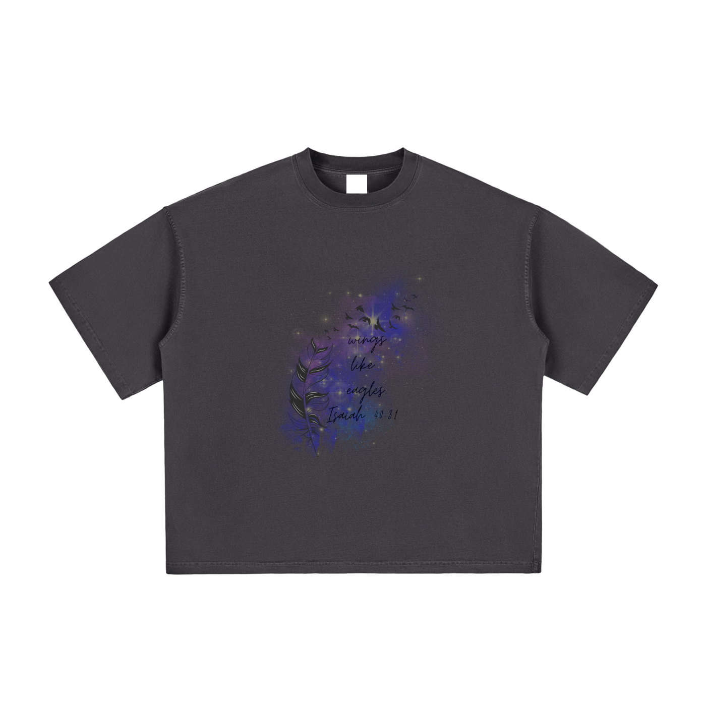 Womens' Apparel - Wings Like Eagles - Isaiah 40:31 -  Vintage Washed Boxy T-Shirt