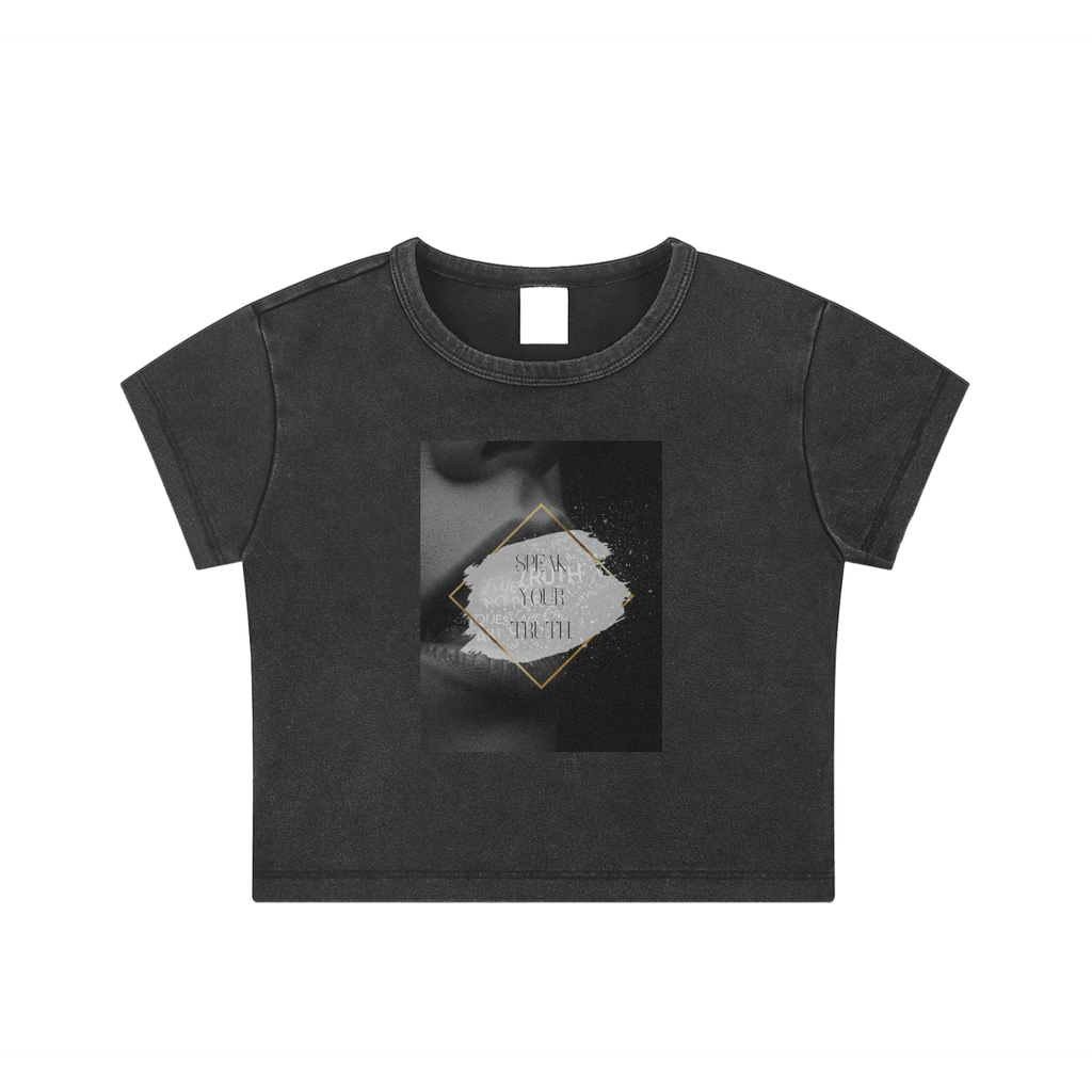 Womens' Fashion Apparel - Speak Your Truth - Graphic Snow Washed Crop Top