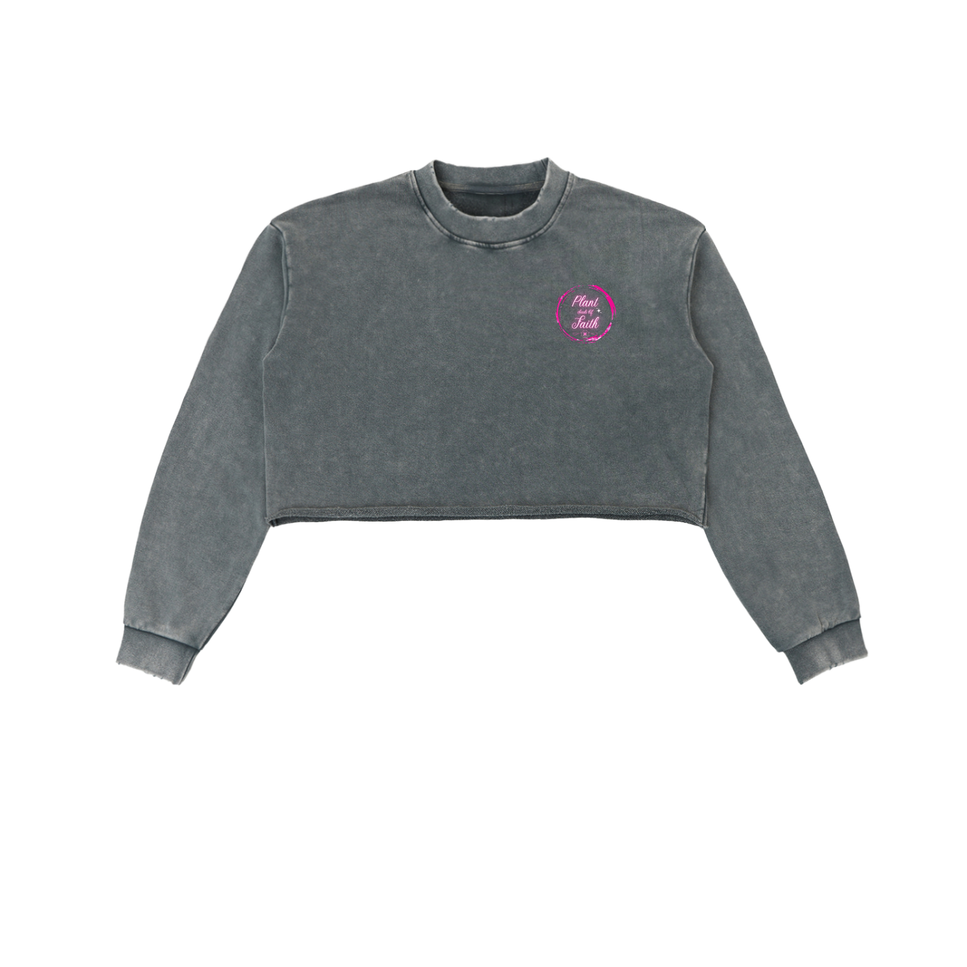 Womens' Faith Based Apparel - Plant Seeds of Faith - Awakened by Christ - Charity for Peace Foundation - Peace Collective -Snow Washed Raw Edge Cropped Sweatshirt