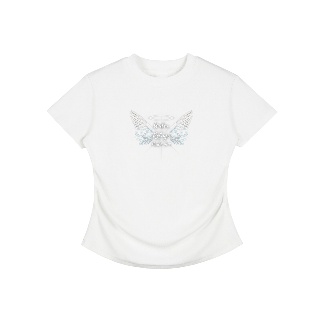 Women's Vintaged-Wash Bodycon Cotton T-Shirt - Faith Based Apparel - Wing T-Shirt
