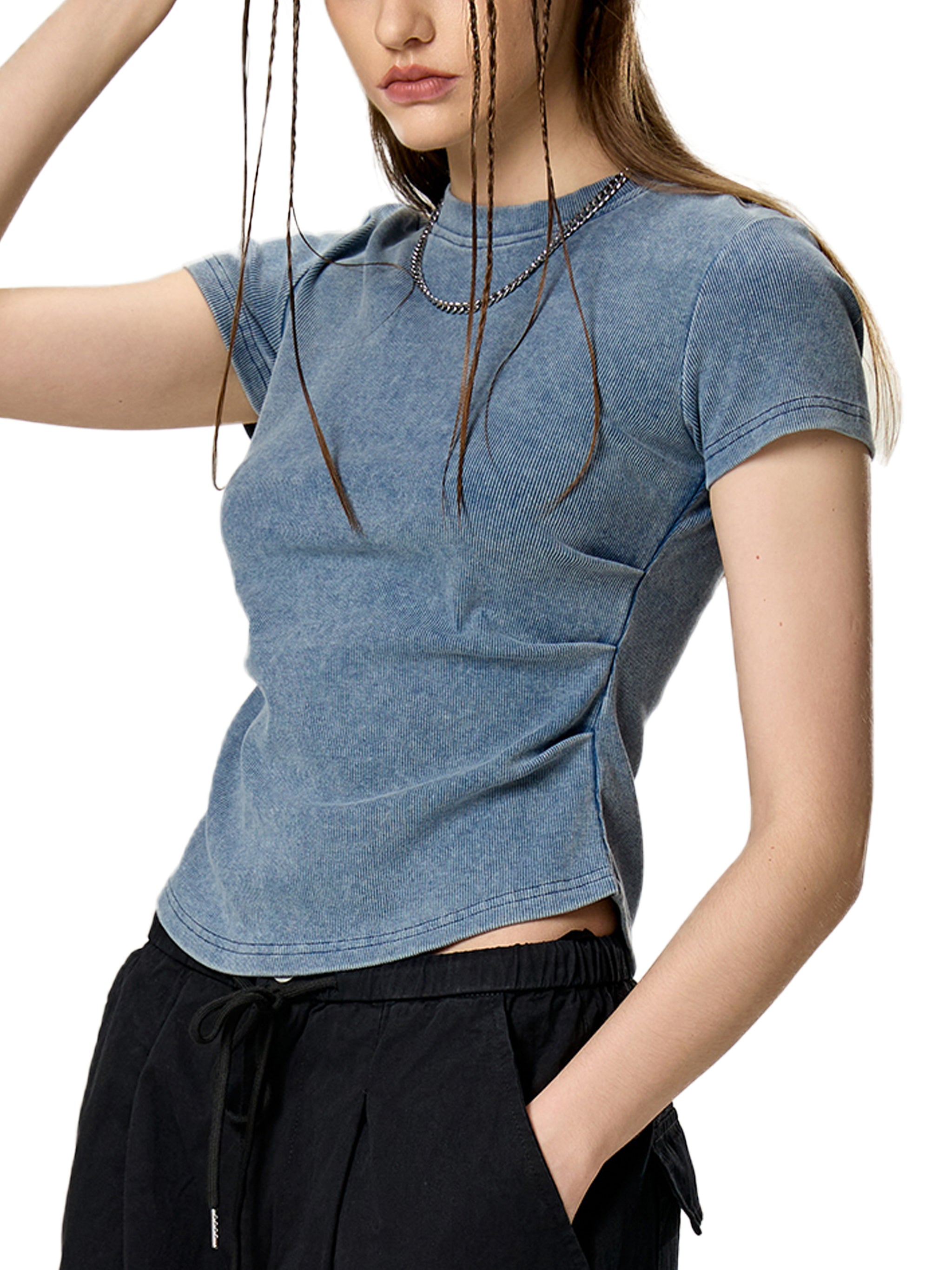 Women's Vintaged-Wash Bodycon Cotton T-Shirt - Faith Based Apparel - Wing T-Shirt