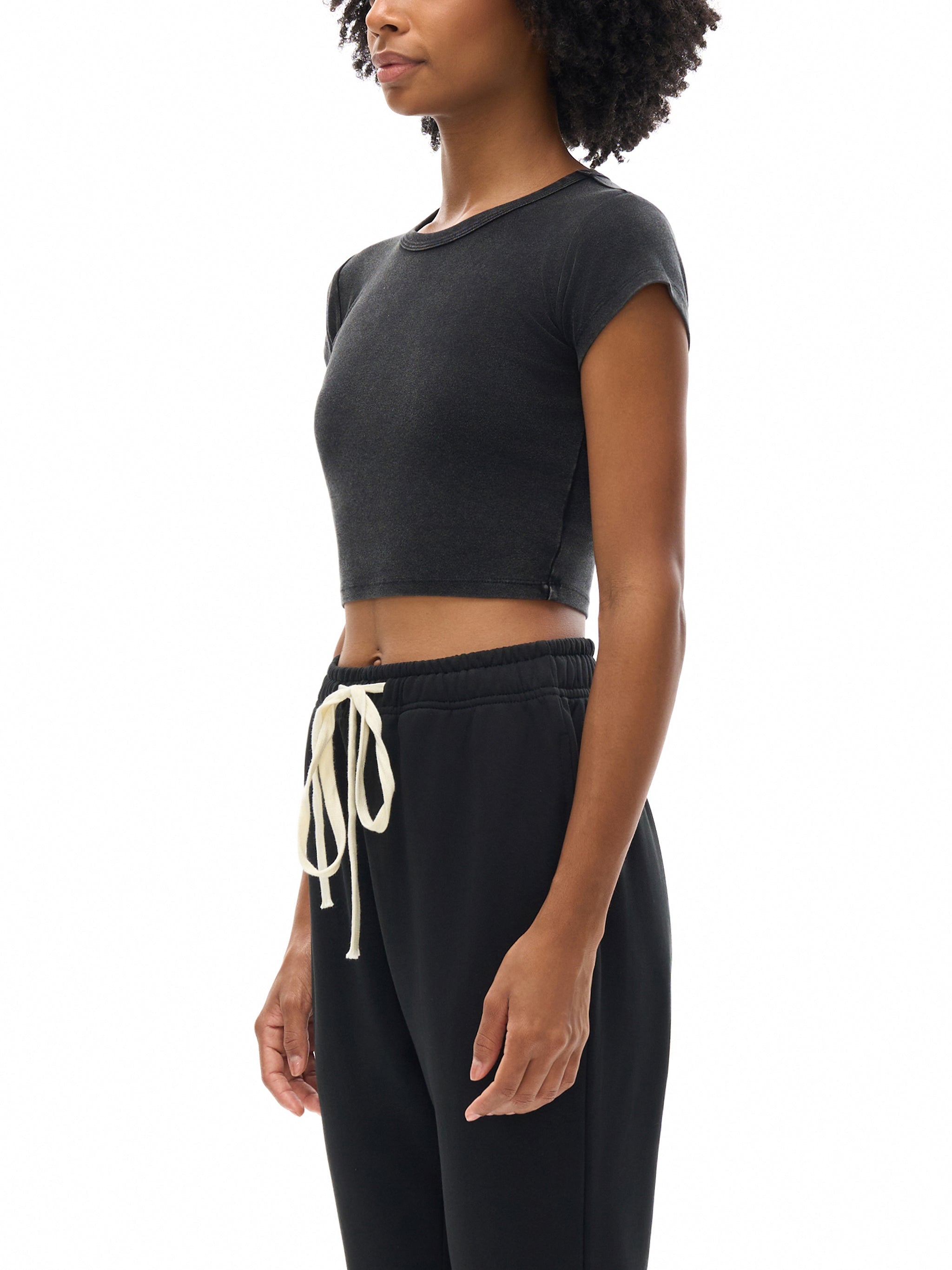 Womens' Faith Based Apparel - Infinity Sign Top - His Love Endures Forever - Snow Washed Crop Top