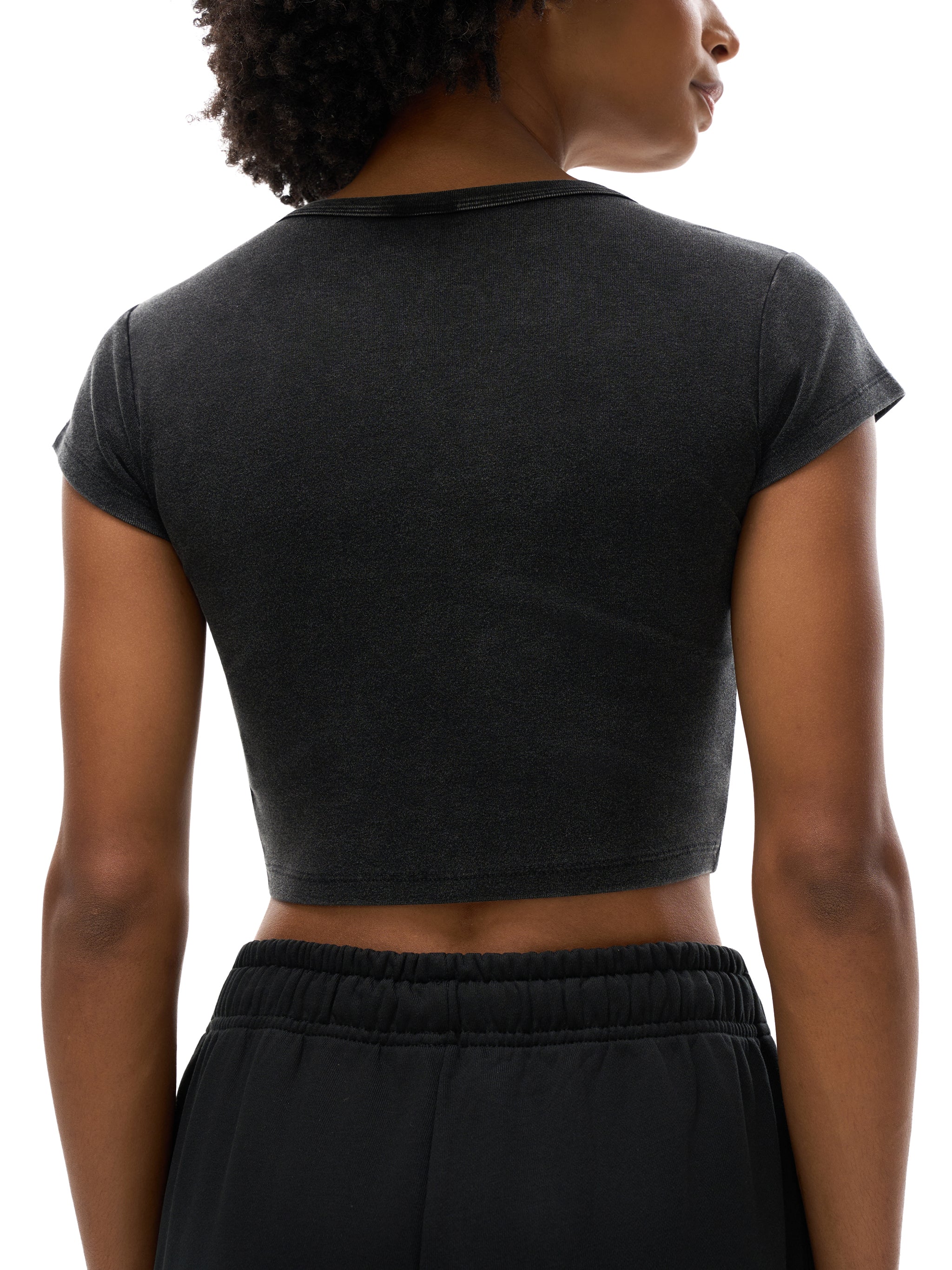 Womens' Faith Based Apparel - Infinity Sign Top - His Love Endures Forever - Snow Washed Crop Top